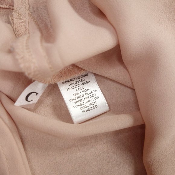 LOFT Petites Top Womens XXSP Pink Long Sleeve V-Neck Pleated Chiffon Boho - Picture 4 of 8